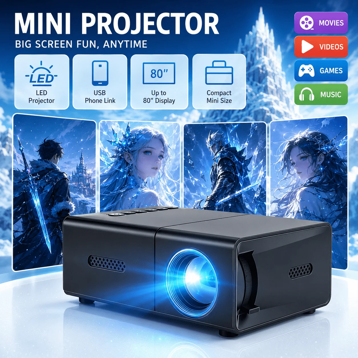 Mini proiettore portatile, com - Android Tablet Gaming Accessories recensione e prezzo